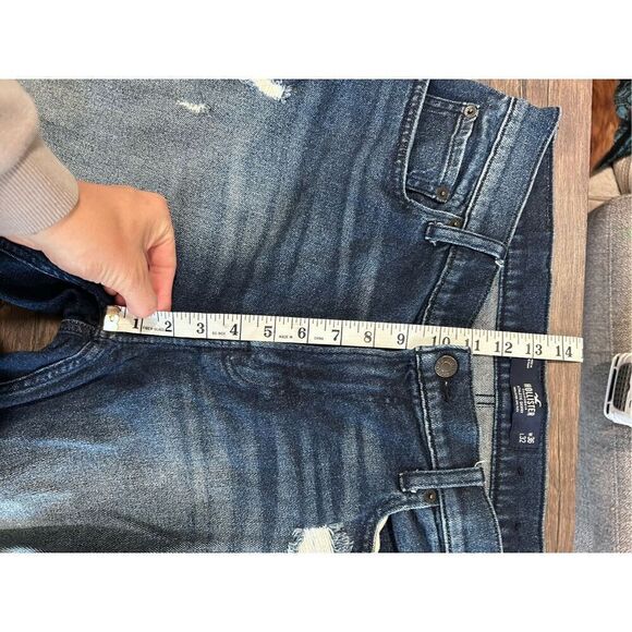 Hollister Blue Denim Distressed High-Rise Athletic Skinny Jeans Size W36 L 32 - Picture 9 of 11